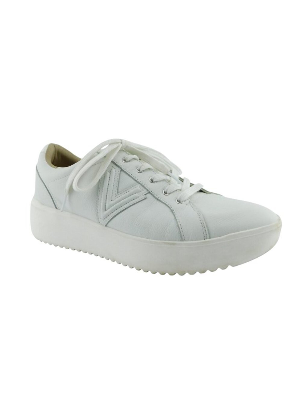 VIONIC White Leather V Logo Lace up Sneakers Walking Shoes 11 Wide